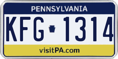 PA license plate KFG1314