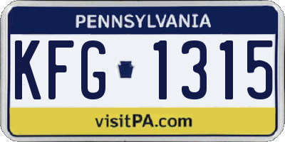 PA license plate KFG1315