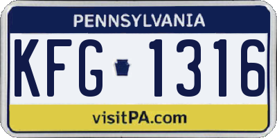 PA license plate KFG1316