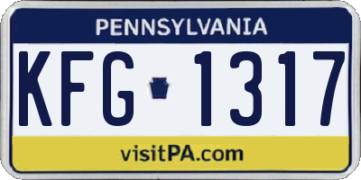 PA license plate KFG1317