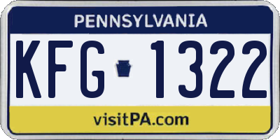 PA license plate KFG1322