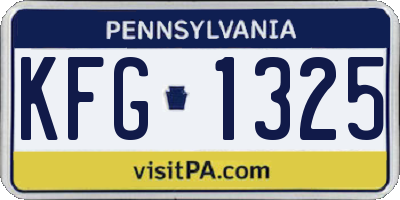 PA license plate KFG1325