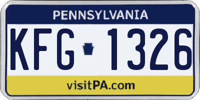 PA license plate KFG1326