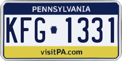 PA license plate KFG1331