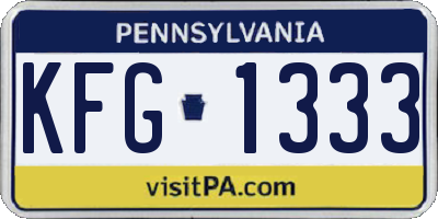 PA license plate KFG1333