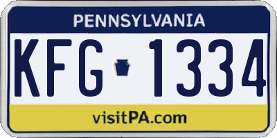PA license plate KFG1334