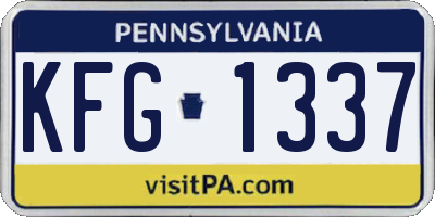 PA license plate KFG1337