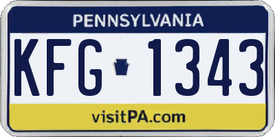 PA license plate KFG1343