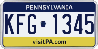 PA license plate KFG1345