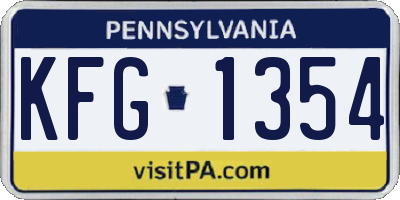 PA license plate KFG1354