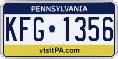 PA license plate KFG1356