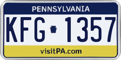 PA license plate KFG1357