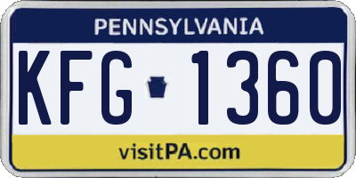 PA license plate KFG1360