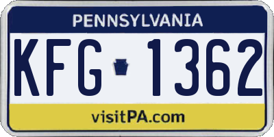 PA license plate KFG1362