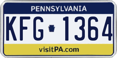 PA license plate KFG1364