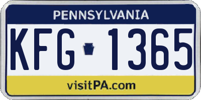 PA license plate KFG1365