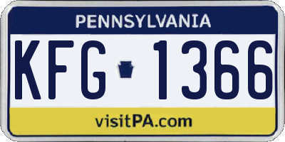 PA license plate KFG1366