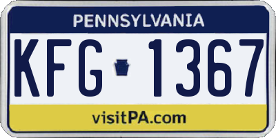 PA license plate KFG1367