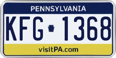 PA license plate KFG1368