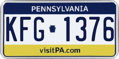 PA license plate KFG1376