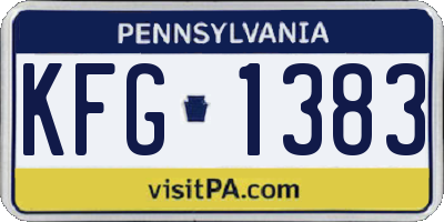 PA license plate KFG1383