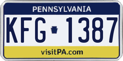 PA license plate KFG1387