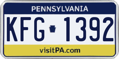 PA license plate KFG1392