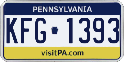 PA license plate KFG1393