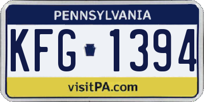 PA license plate KFG1394