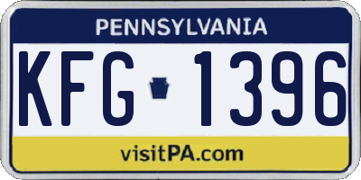 PA license plate KFG1396