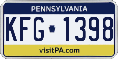 PA license plate KFG1398