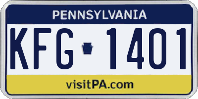 PA license plate KFG1401