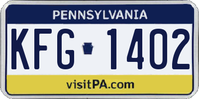 PA license plate KFG1402