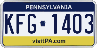PA license plate KFG1403