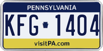 PA license plate KFG1404