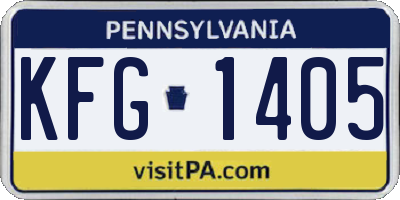 PA license plate KFG1405