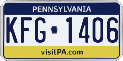 PA license plate KFG1406