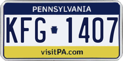 PA license plate KFG1407