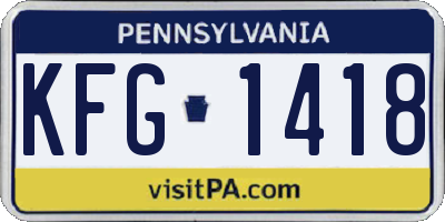 PA license plate KFG1418