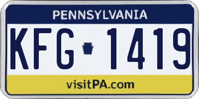 PA license plate KFG1419