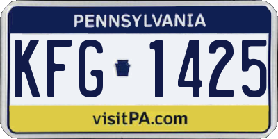 PA license plate KFG1425