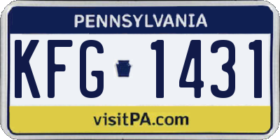 PA license plate KFG1431