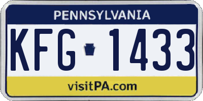 PA license plate KFG1433