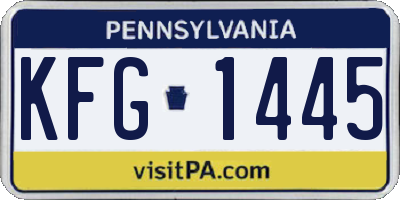 PA license plate KFG1445