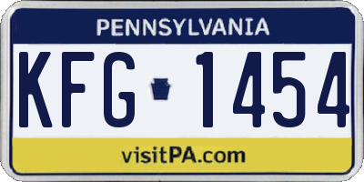 PA license plate KFG1454