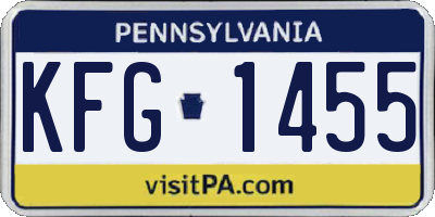 PA license plate KFG1455