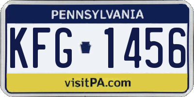 PA license plate KFG1456