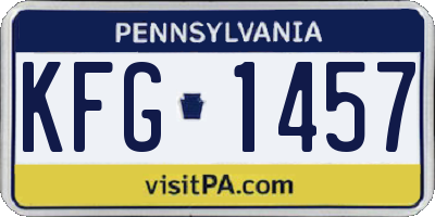 PA license plate KFG1457