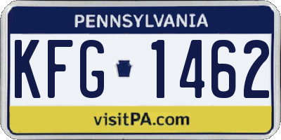 PA license plate KFG1462