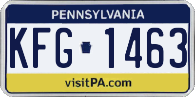 PA license plate KFG1463